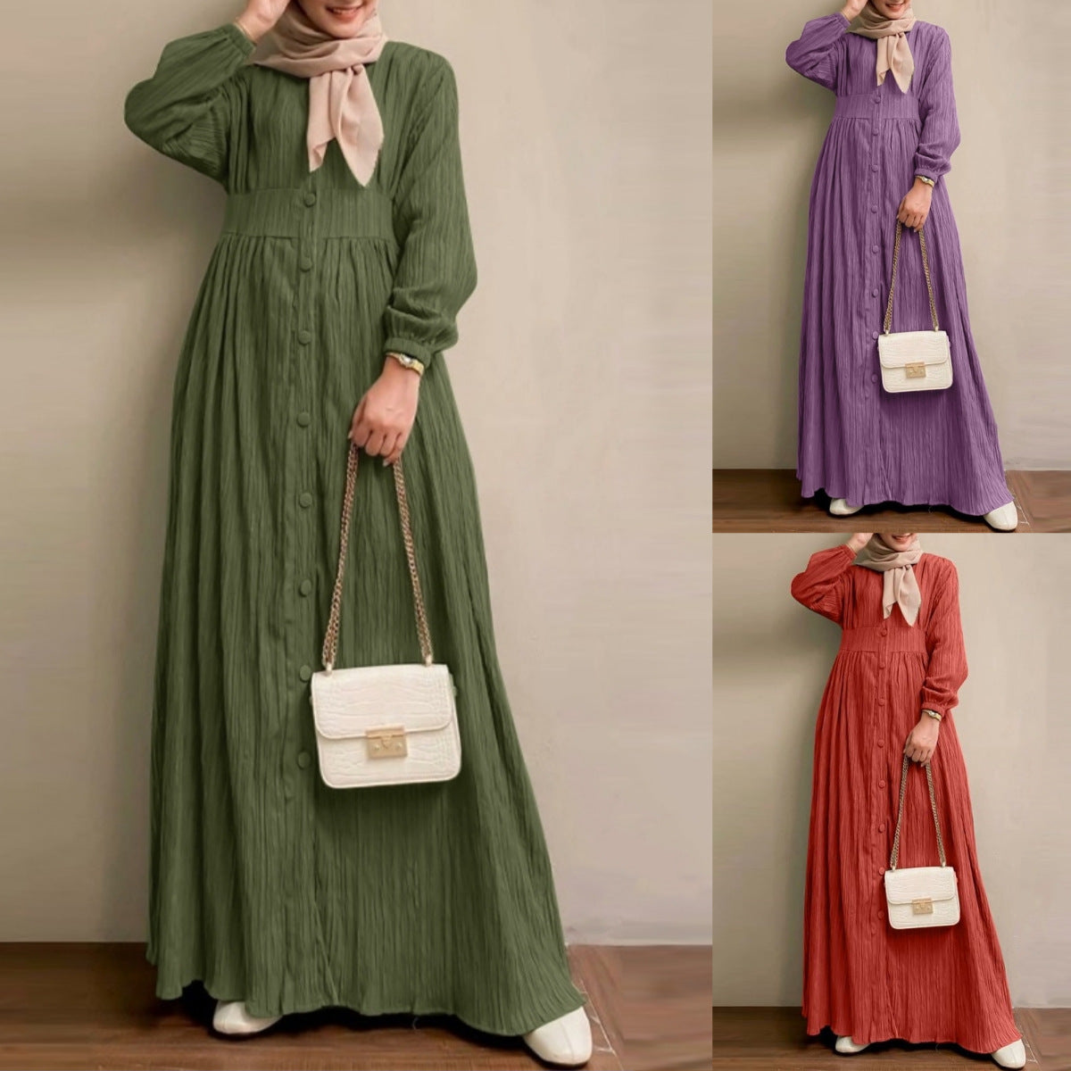 （ 25% off any two items ）New retro long sleeve solid color long skirt elegant casual vest