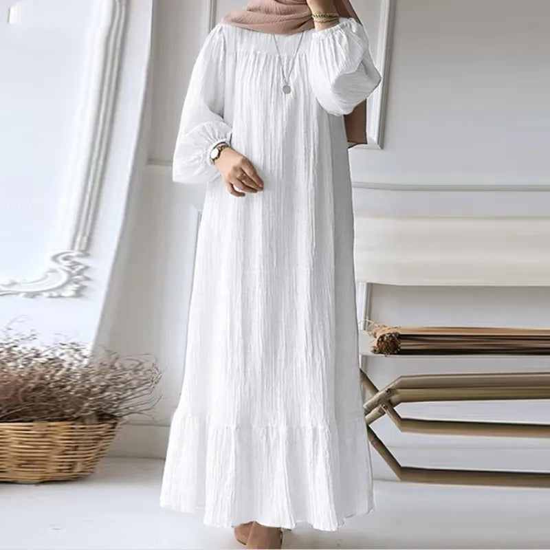 （25% Off Any Two Items）Dress Vintage Solid Ruffle Hem Sundresses