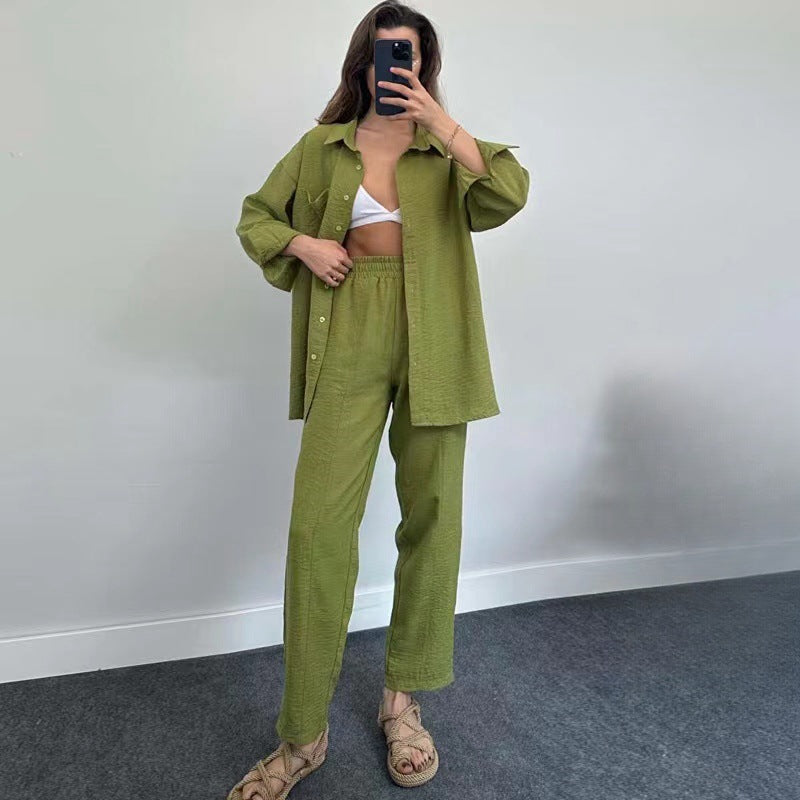 2024 Hot Casual Shirt Suit Women Spring And Autumn Amazon Women Loose Fashion Casual