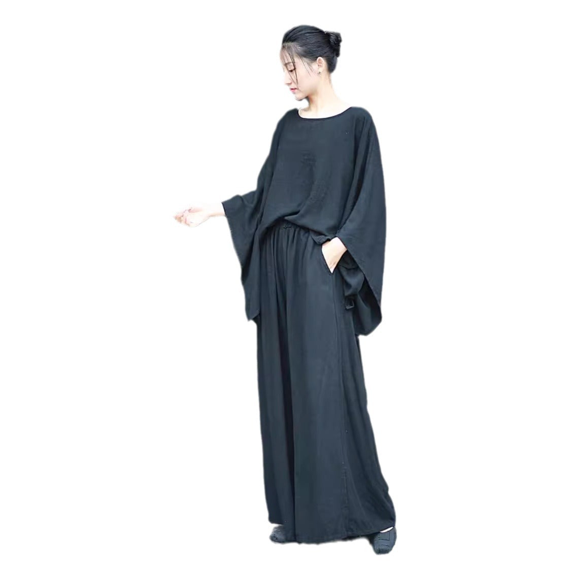 Linen Top Wide Leg Pants Set 3 Colours Literary Retro Cool Style