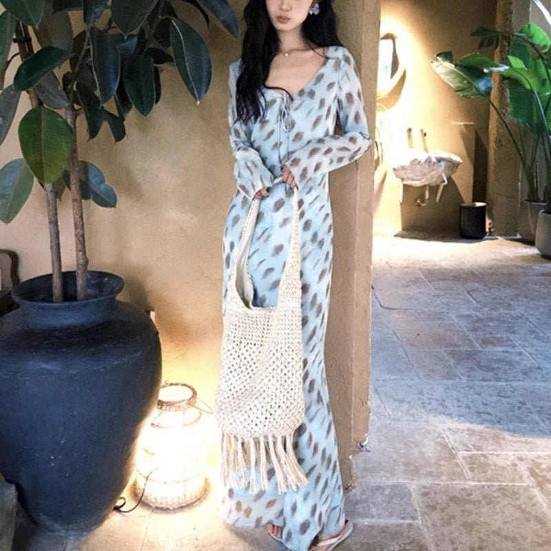 2025 Spring Sexy Elegant Temperament Dress Irregular Floral Long Skirt