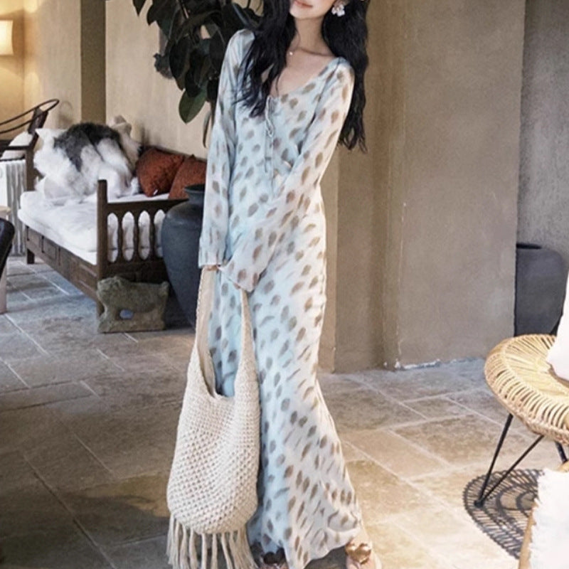 2025 Spring Sexy Elegant Temperament Dress Irregular Floral Long Skirt