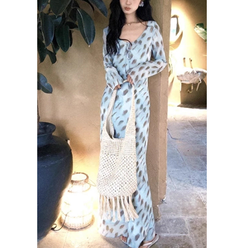 2025 Spring Sexy Elegant Temperament Dress Irregular Floral Long Skirt