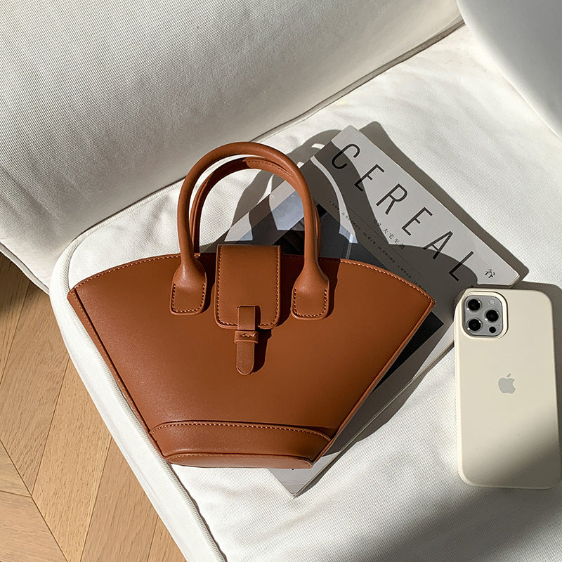 Large Capacity Hundred Korean Retro Fan Handbag Niche Design Personalised Crossbody Bag  Colour White Grey Grey