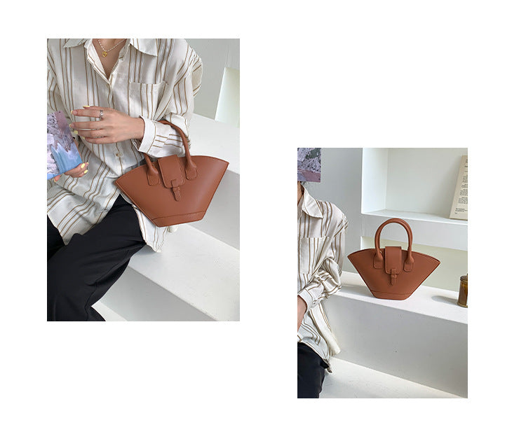 Large Capacity Hundred Korean Retro Fan Handbag Niche Design Personalised Crossbody Bag  Colour White Grey Grey