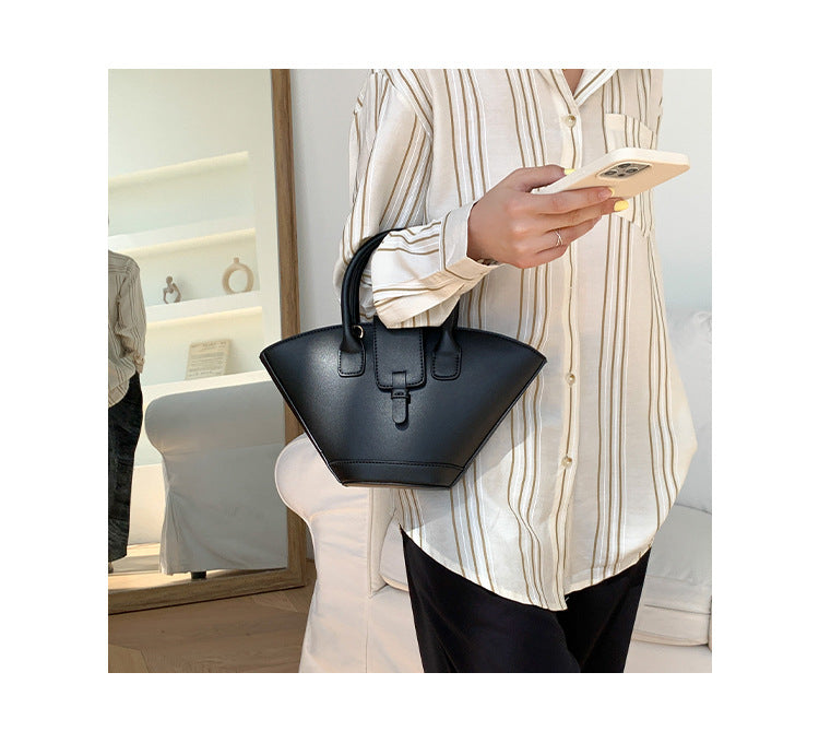 Large Capacity Hundred Korean Retro Fan Handbag Niche Design Personalised Crossbody Bag  Colour White Grey Grey