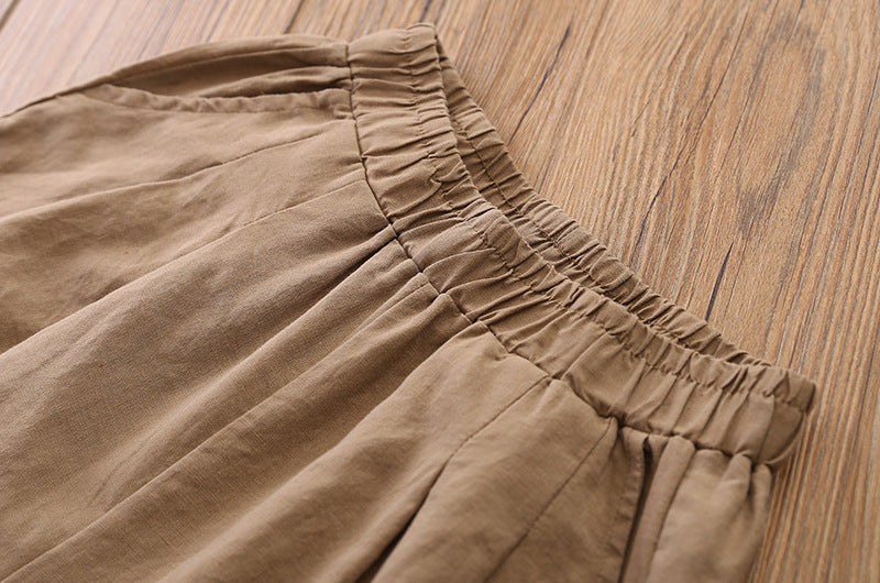 New cotton and linen women's pants, loose and versatile, slim sand-washed linen bloomers