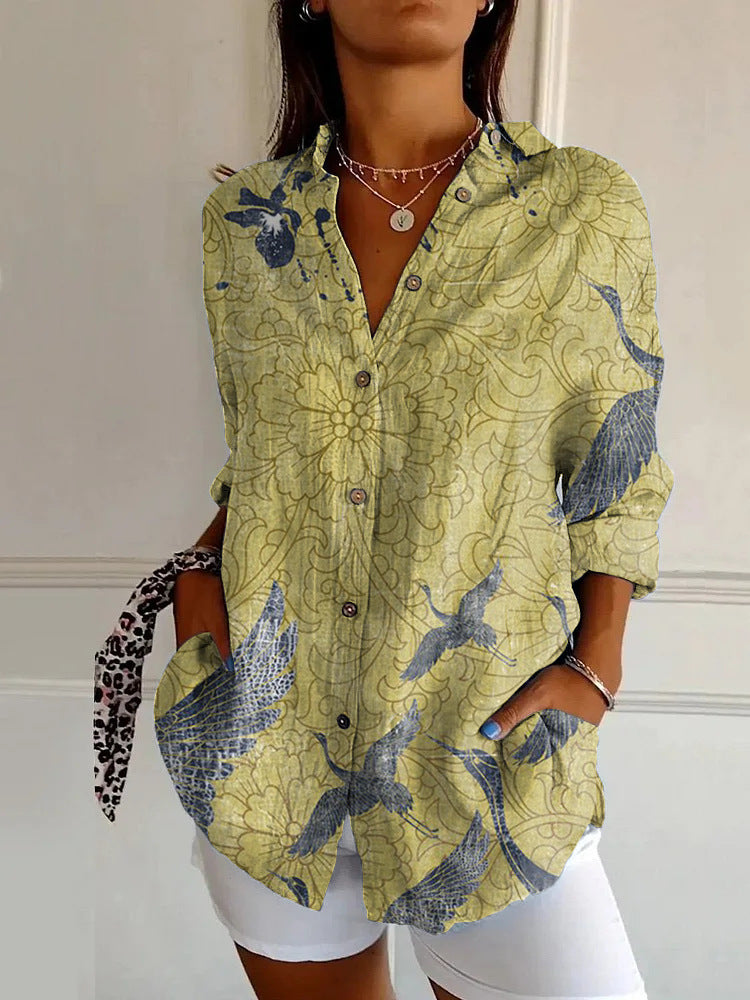 Summer Trend Long Sleeve Shirt Flower Pattern Print 3D Shirt