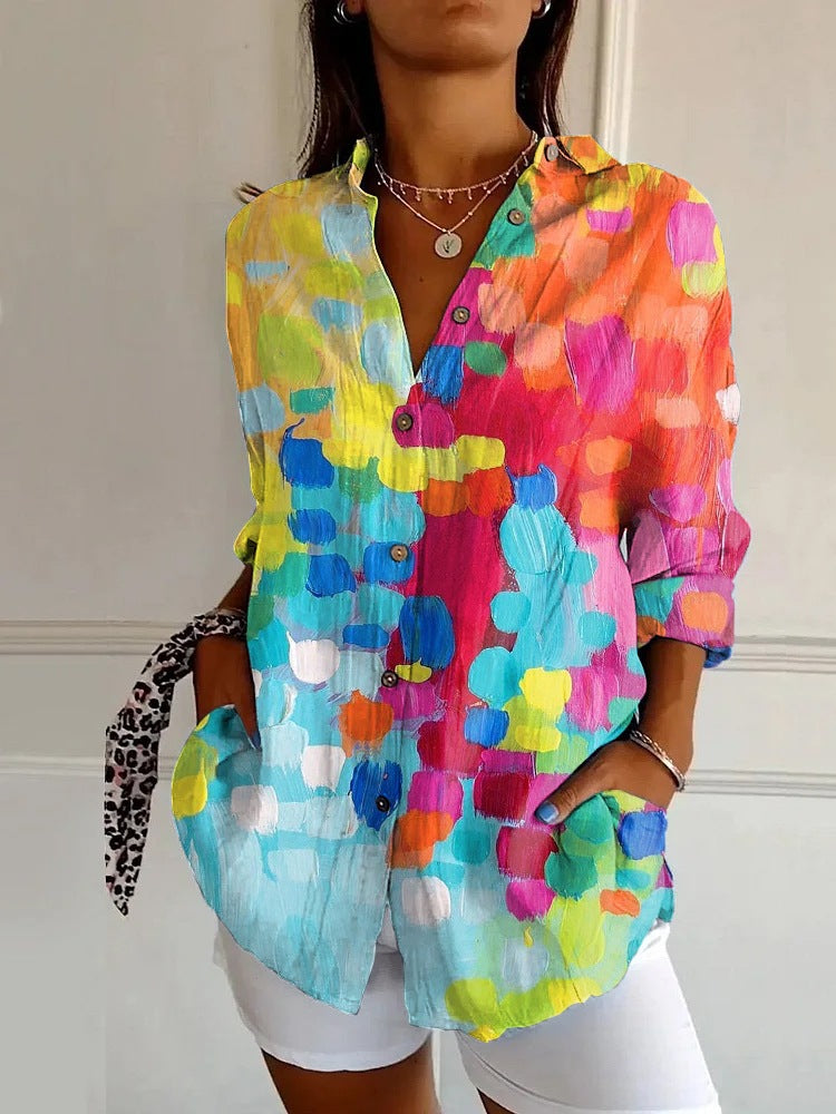 Summer Trend Long Sleeve Shirt Flower Pattern Print 3D Shirt