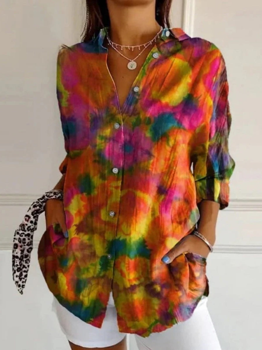 Summer Trend Long Sleeve Shirt Flower Pattern Print 3D Shirt
