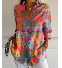 Summer Trend Long Sleeve Shirt Flower Pattern Print 3D Shirt