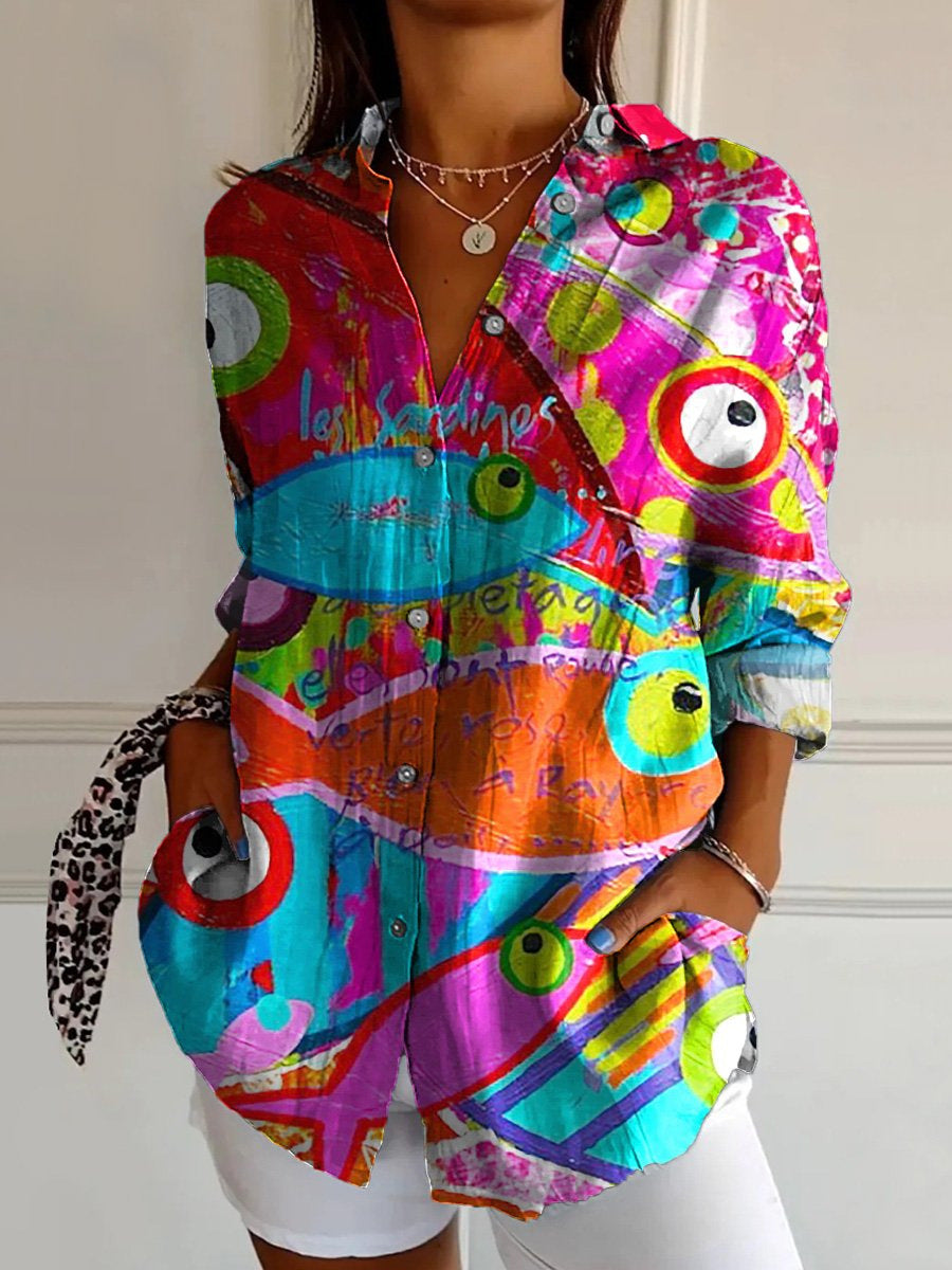 Summer Trend Long Sleeve Shirt Flower Pattern Print 3D Shirt