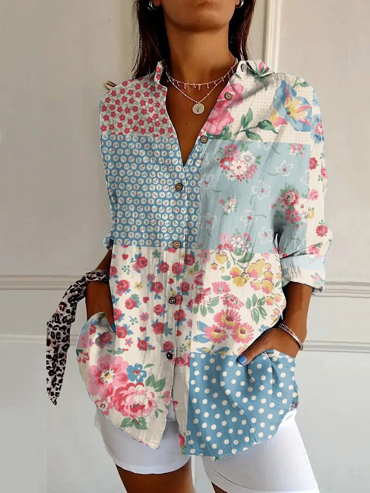 Summer Trend Long Sleeve Shirt Flower Pattern Print 3D Shirt