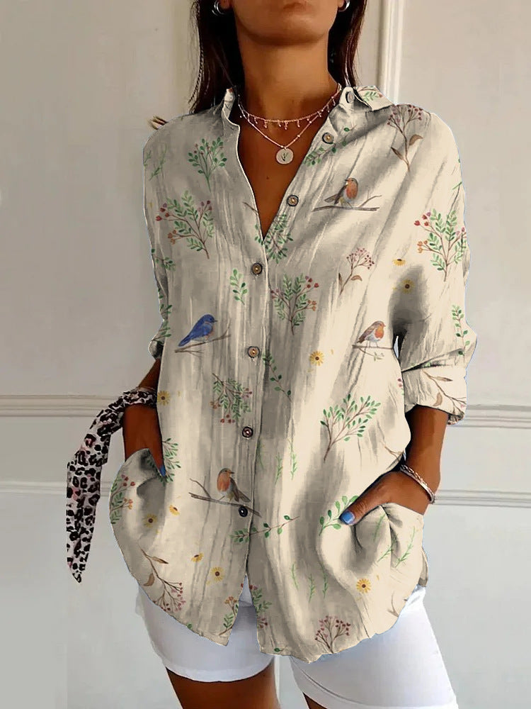 Summer Trend Long Sleeve Shirt Flower Pattern Print 3D Shirt