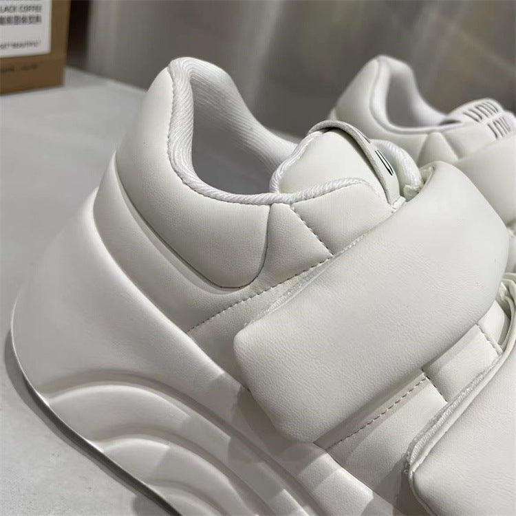 Ugly cute big head shoes velcro thick bottom small white shoes women