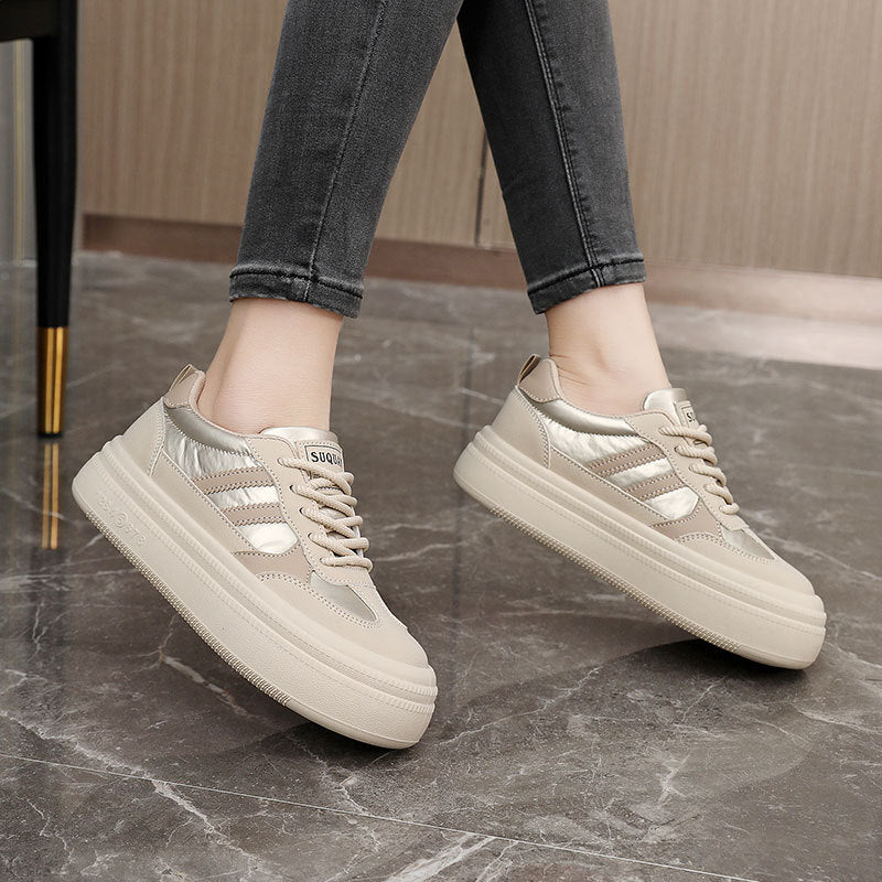 Spring and Autumn thin bottom heightening casual wearable Korean plate shoes