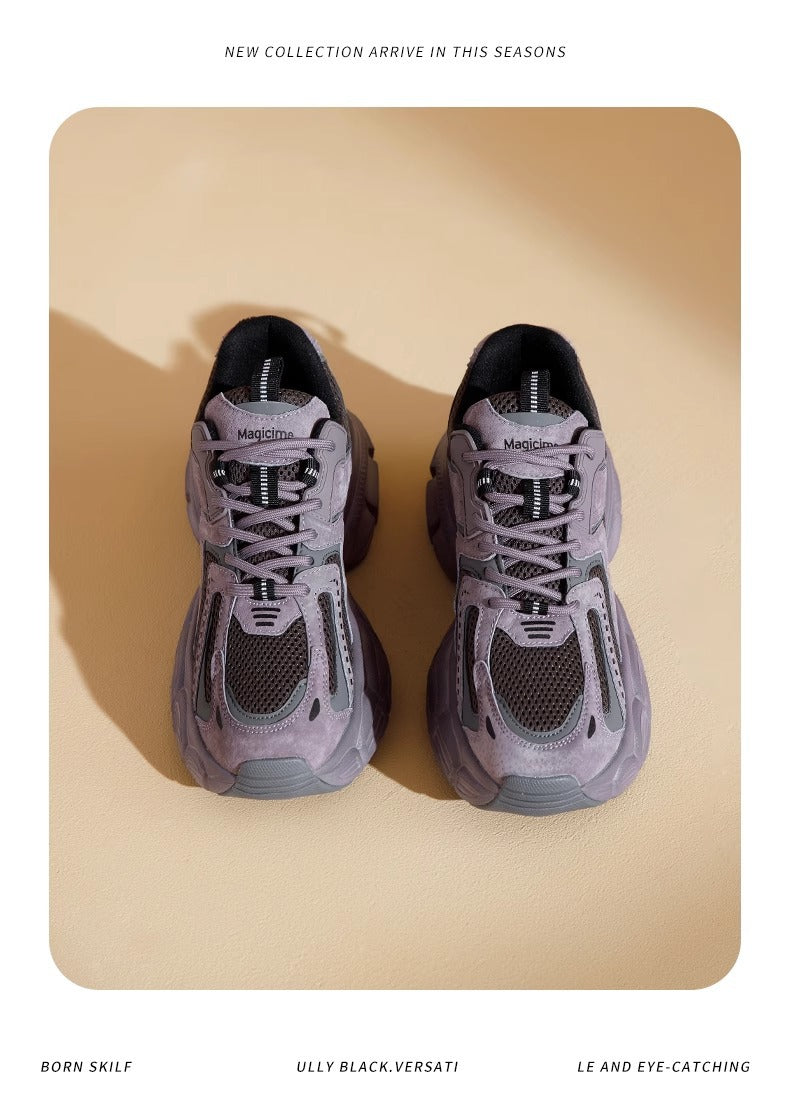 2025 spring and summer new hundred matching thick bottom heightening lightweight breathable mesh shoes