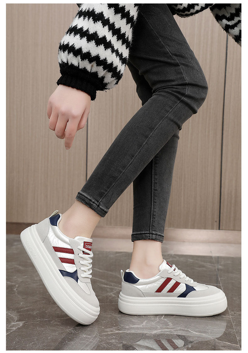 Spring and Autumn thin bottom heightening casual wearable Korean plate shoes