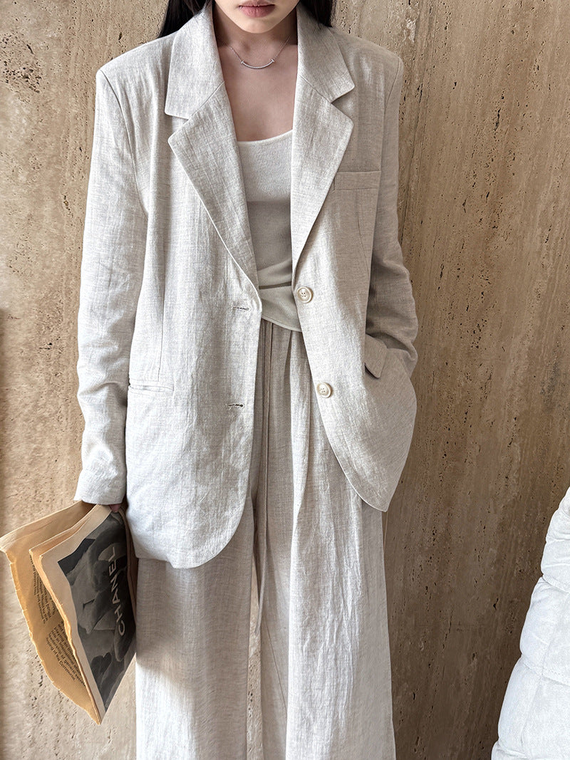 Senior sense of wear linen suit jacket women 2025 spring cotton linen small suit