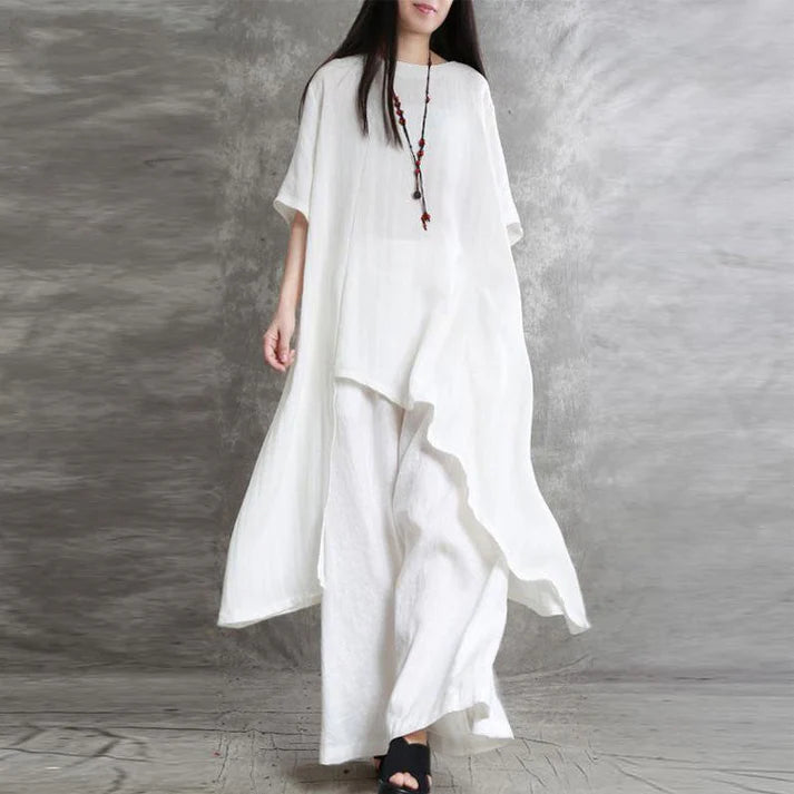 (25% off any two pieces)2025 Big Size Women's Cotton and Linen Two-Piece Casual Dress Set
