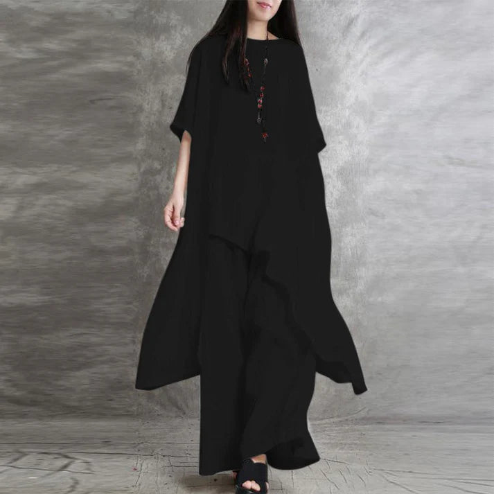 (25% off any two pieces)2025 Big Size Women's Cotton and Linen Two-Piece Casual Dress Set