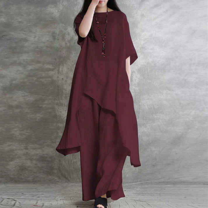 (25% off any two pieces)2025 Big Size Women's Cotton and Linen Two-Piece Casual Dress Set