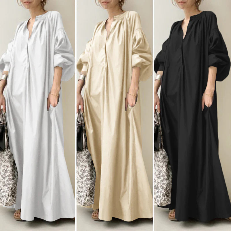 Cotton And Linen Dress Japanese Simple Loose Casual Long Dress Plus Size Women's Dress